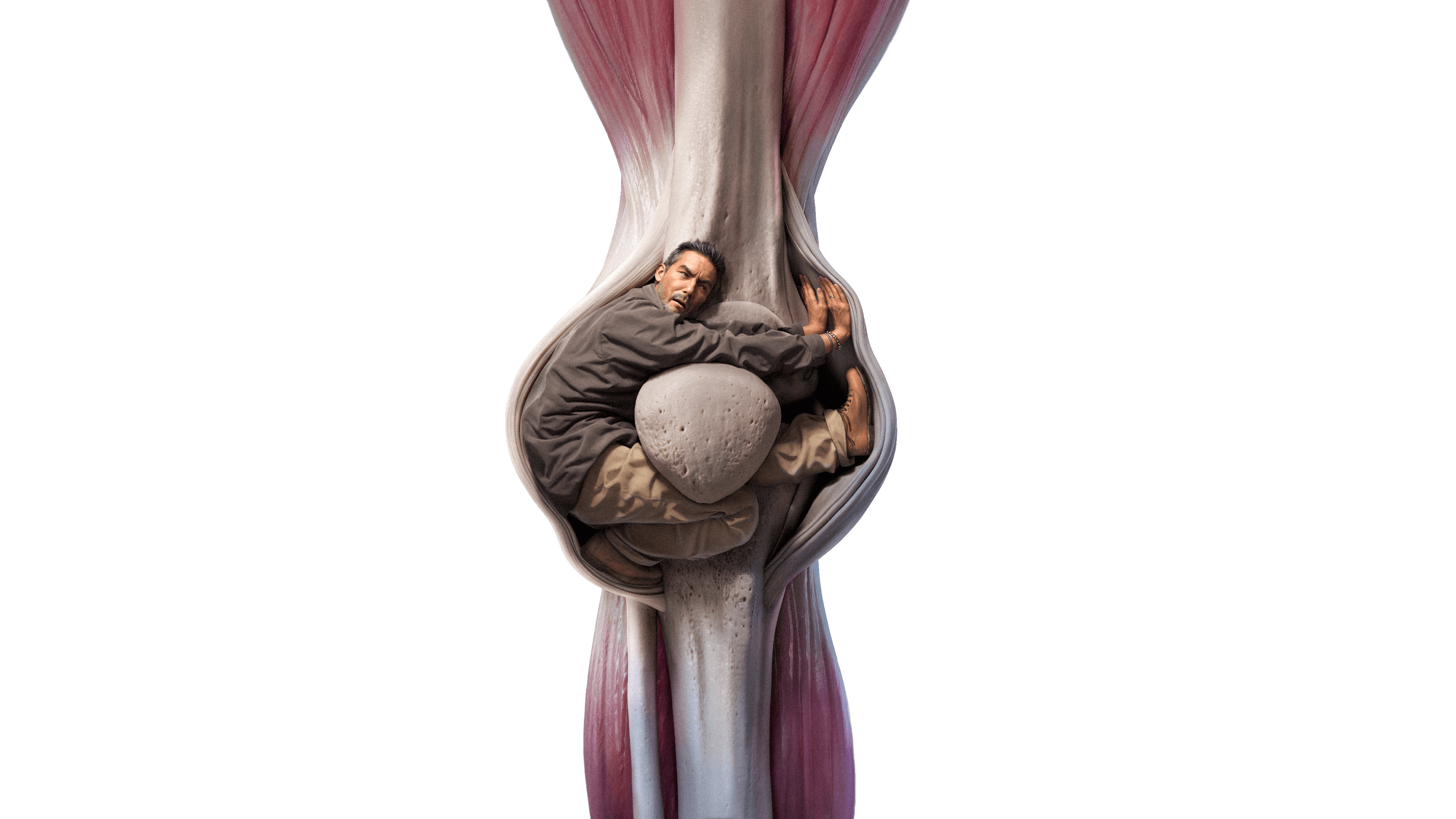 Man trapped in a bone